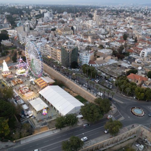 aerial-drone-photograph-cityscape-nicosia-cyprus-sunset